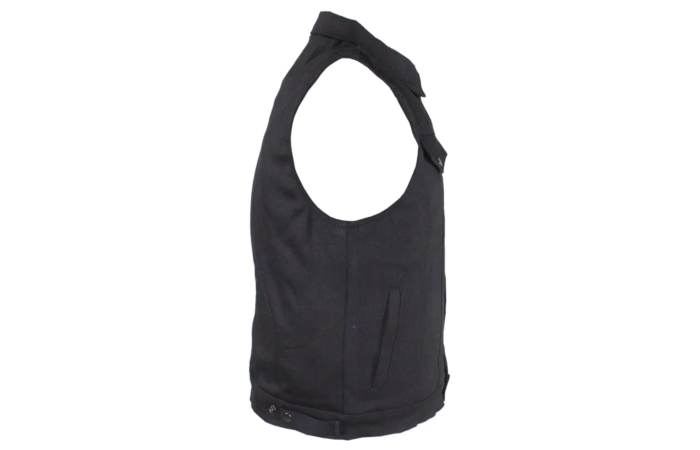 Men's Zippered Black Denim Club Vest