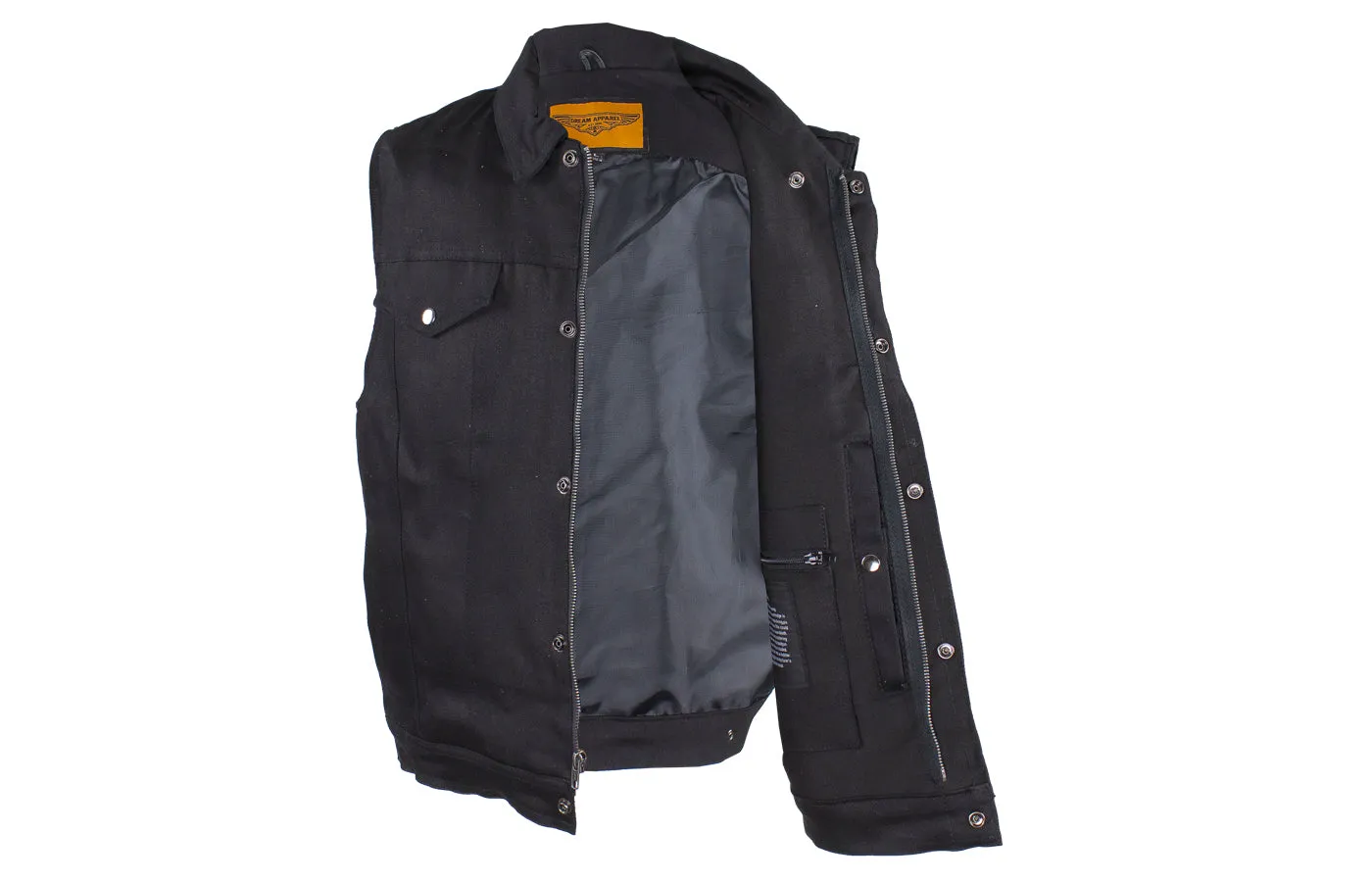 Men's Zippered Black Denim Club Vest