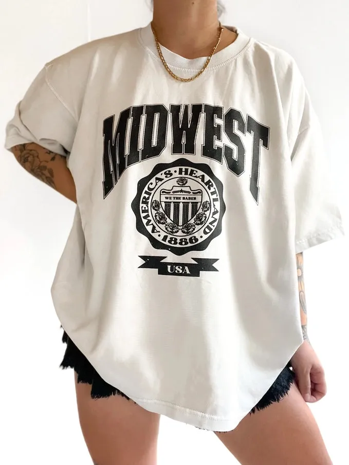 Midwest Trendy Aesthetic Graphic Tee - Ivory
