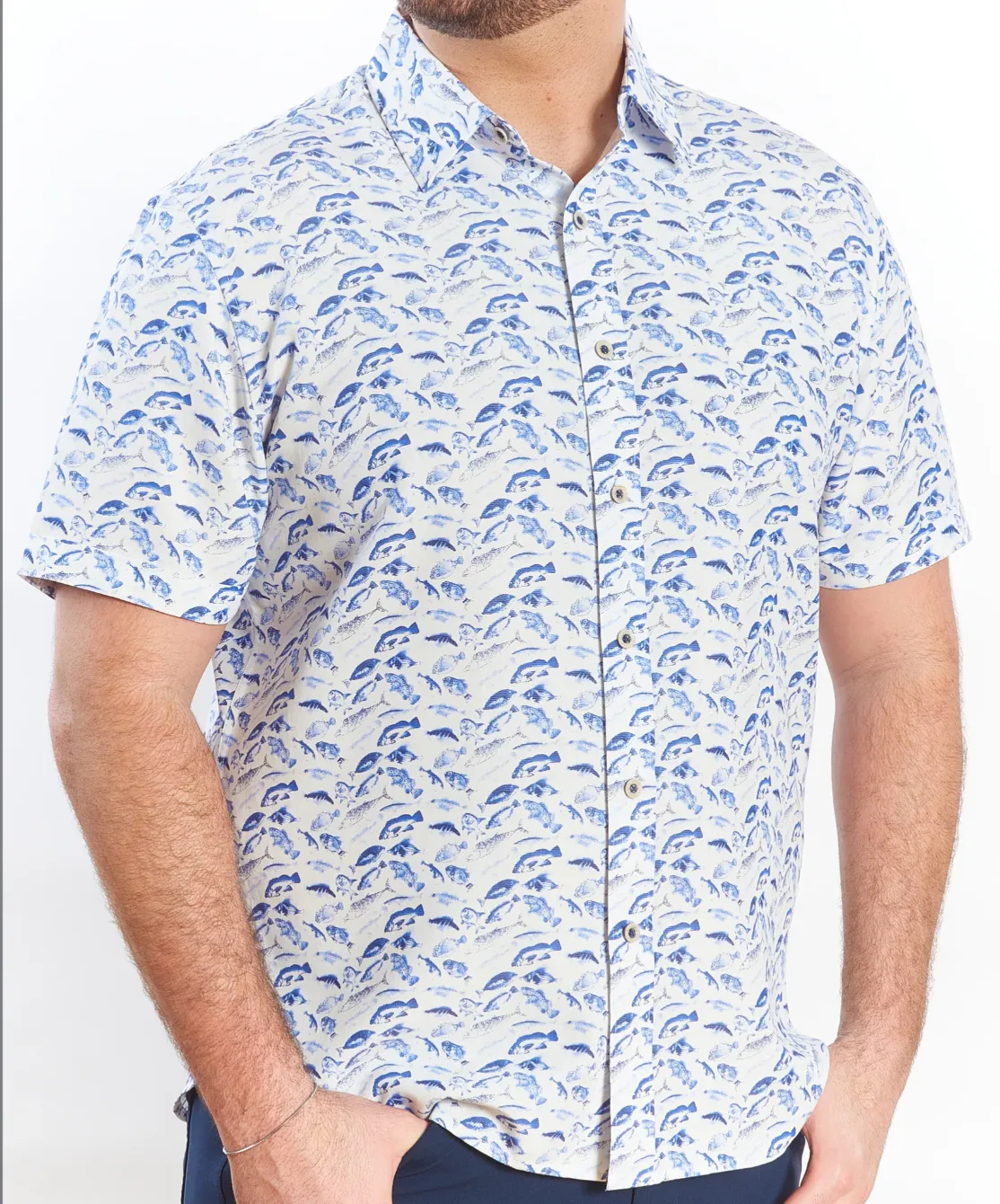 Nicoby Aloha/Navy Button Down Style