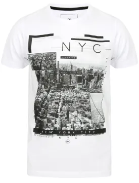 NY High Motif Cotton Crew Neck T-Shirt In Optic White - Dissident