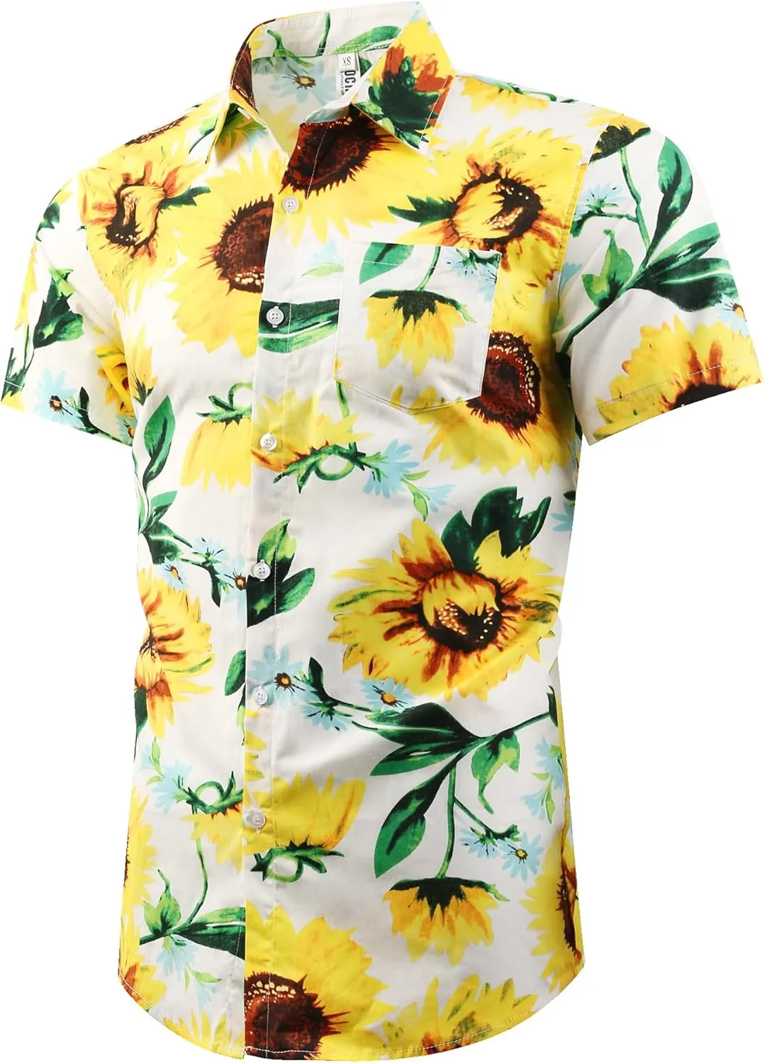 OCHENTA Hawaiian Shirt for Men Summer Casual Beach Short Sleeve Button Down Floral Shirts