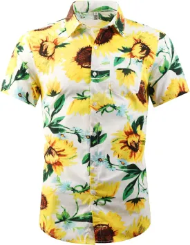 OCHENTA Hawaiian Shirt for Men Summer Casual Beach Short Sleeve Button Down Floral Shirts