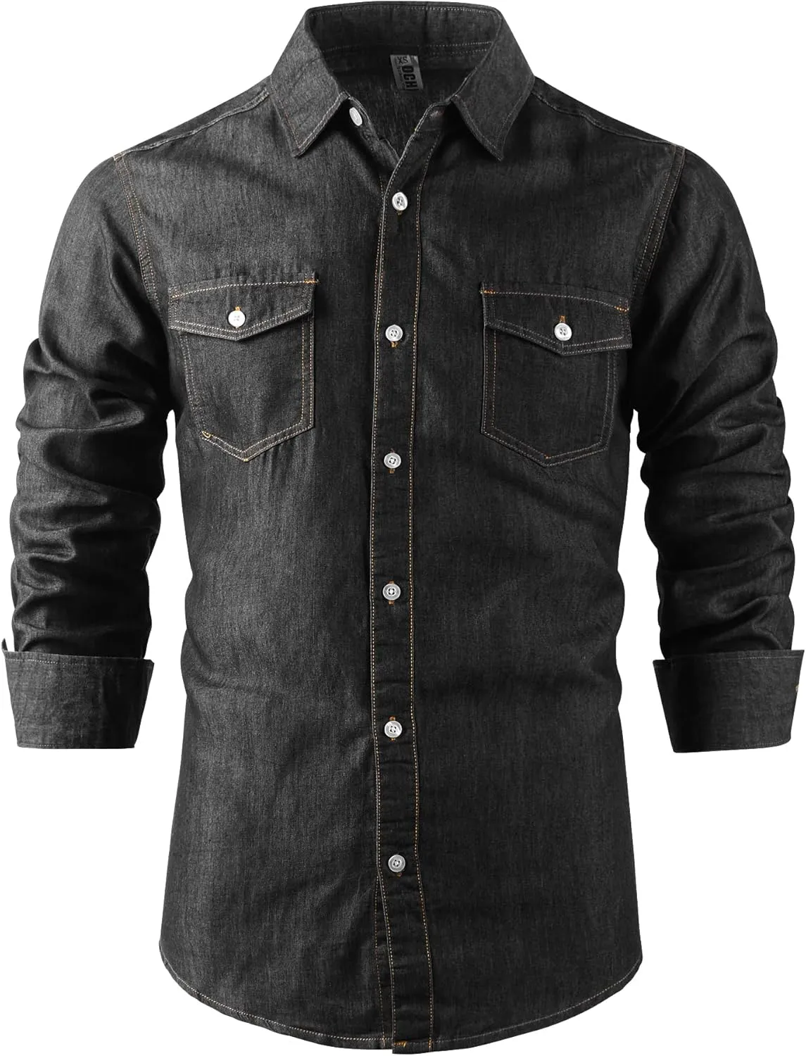 OCHENTA Men's Denim Button Down Shirts Casual Chambray Long Sleeve Lightweight Tops