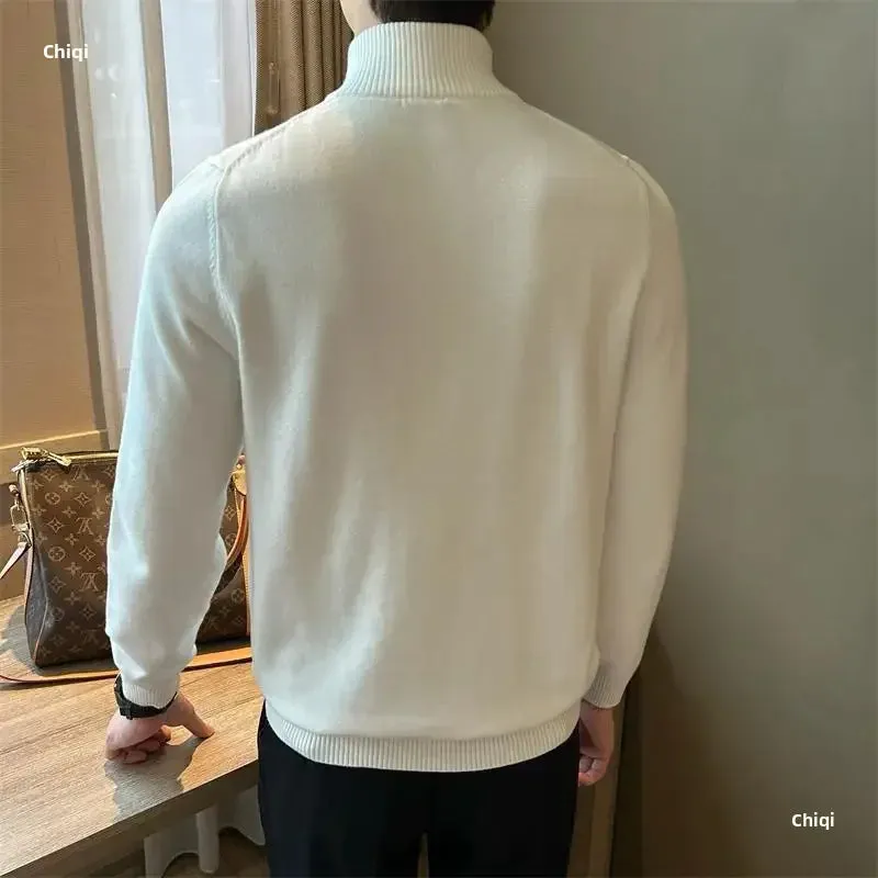 Old Era Fashion Men’s Zip Neck Knitted Jumper – Old Money Style High Neck Pullover