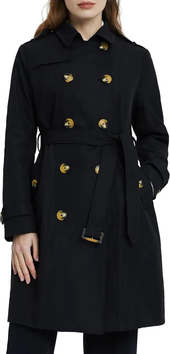 Orolay Women's Mid-length Trench Coat Double Breasted Dress Jacket Classic Lapel Slim Overcoat with Belt