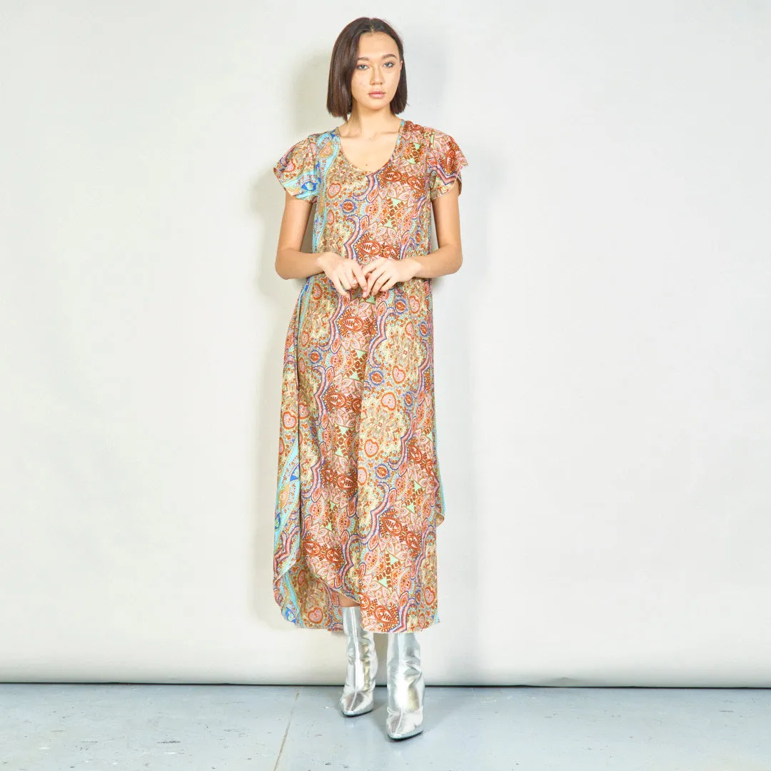 Paisley print flowy midi dress wholesale