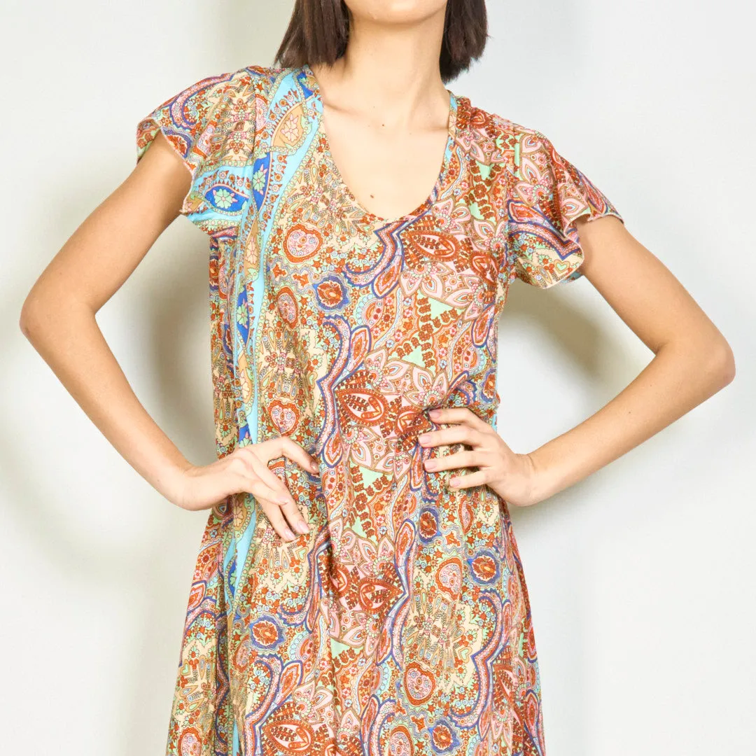 Paisley print flowy midi dress wholesale