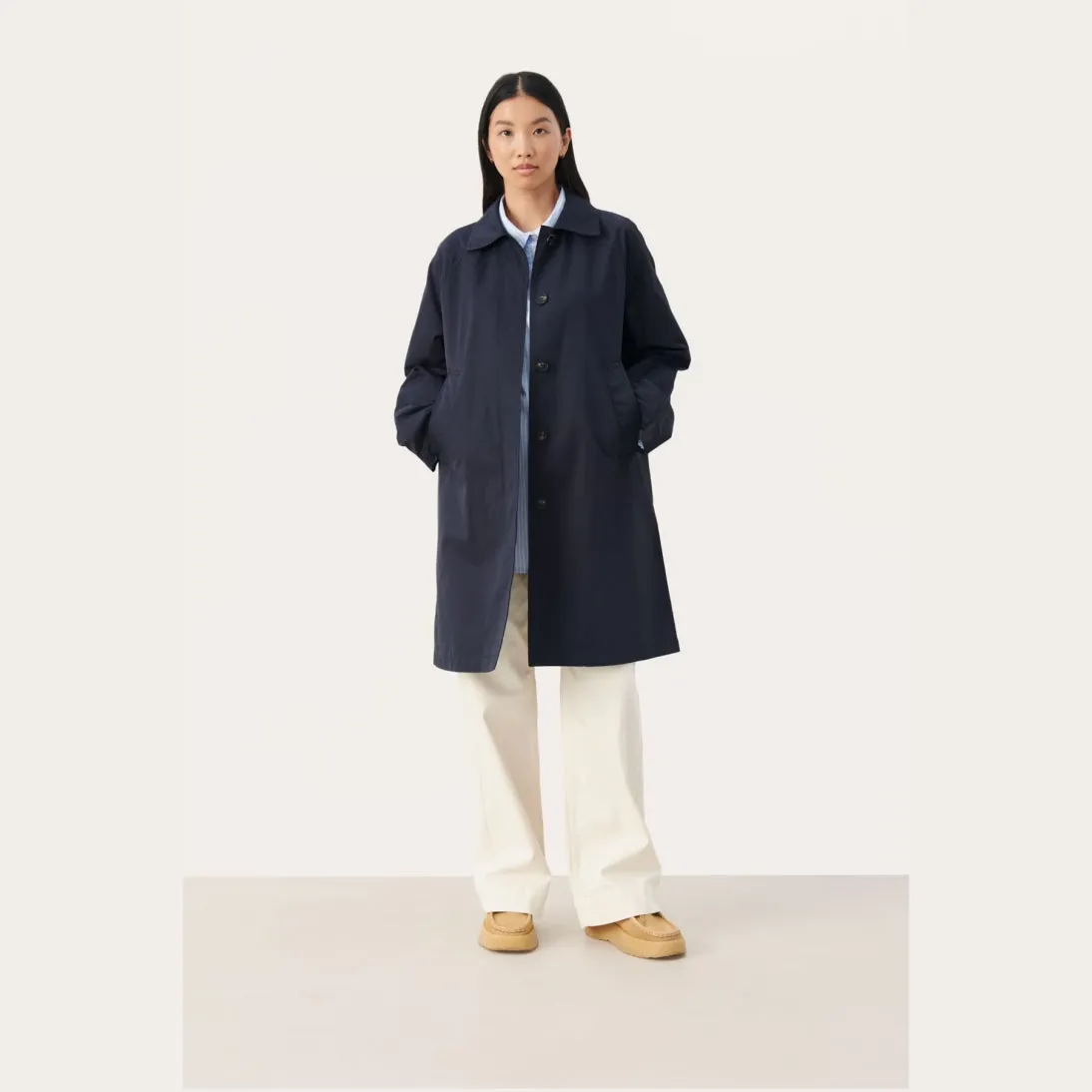 Part Two Ettie Lightweight Trench Coat Dark Navy 30308239