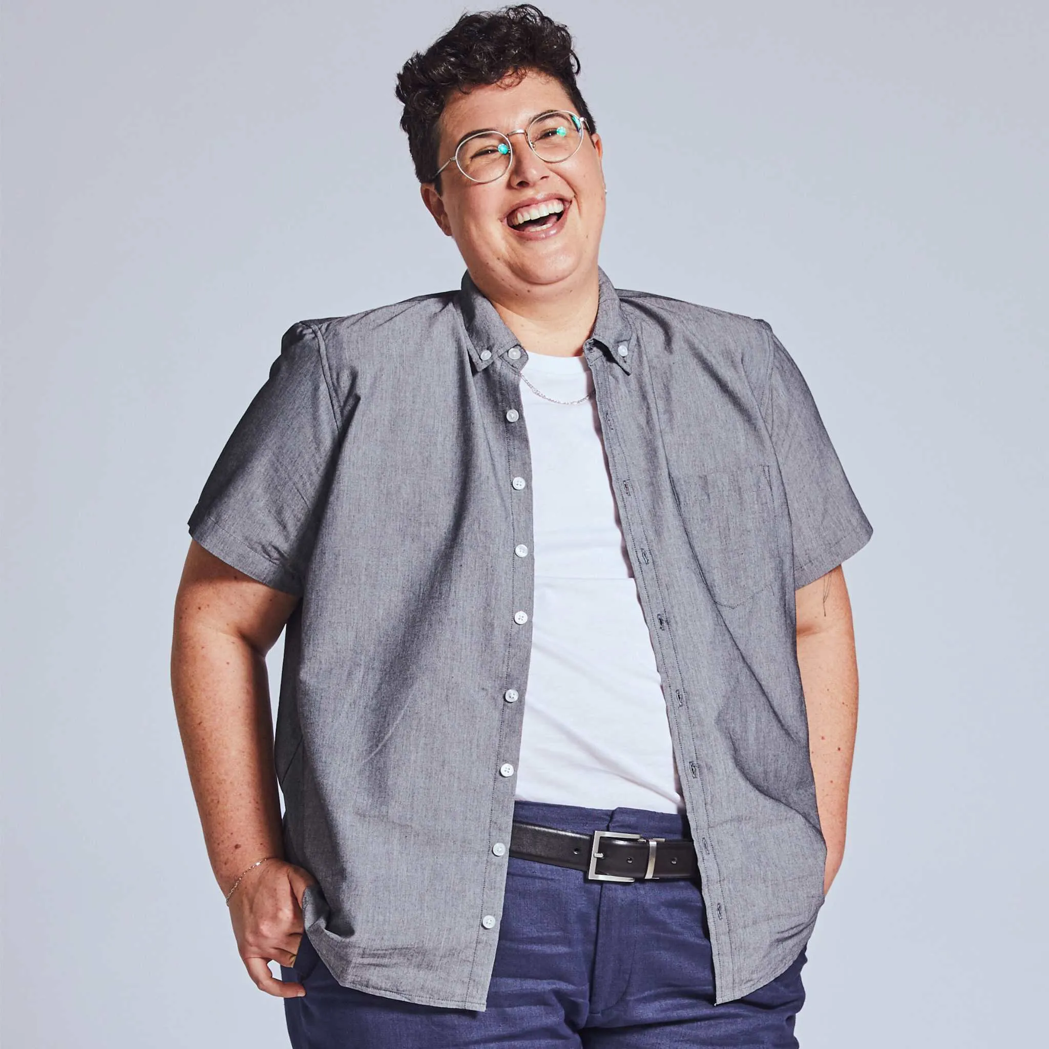 Pepper Gray Chambray Short-Sleeve Shirt