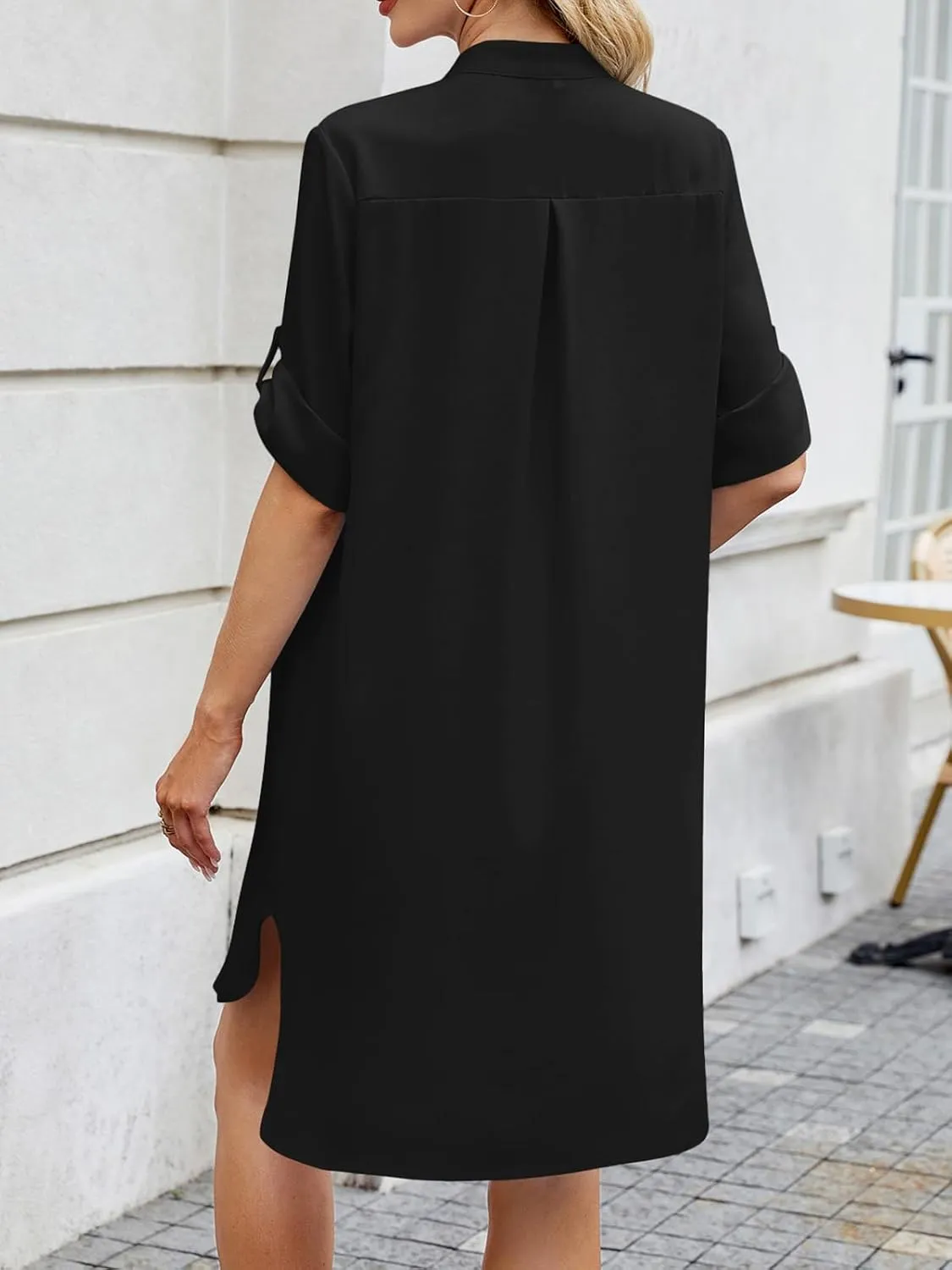 PerZeal Womens Sexy V Neck Button Down Shirt Dresses Summer Short Sleeve Casual Loose Blouses & Button-Down Shifts Cover Ups