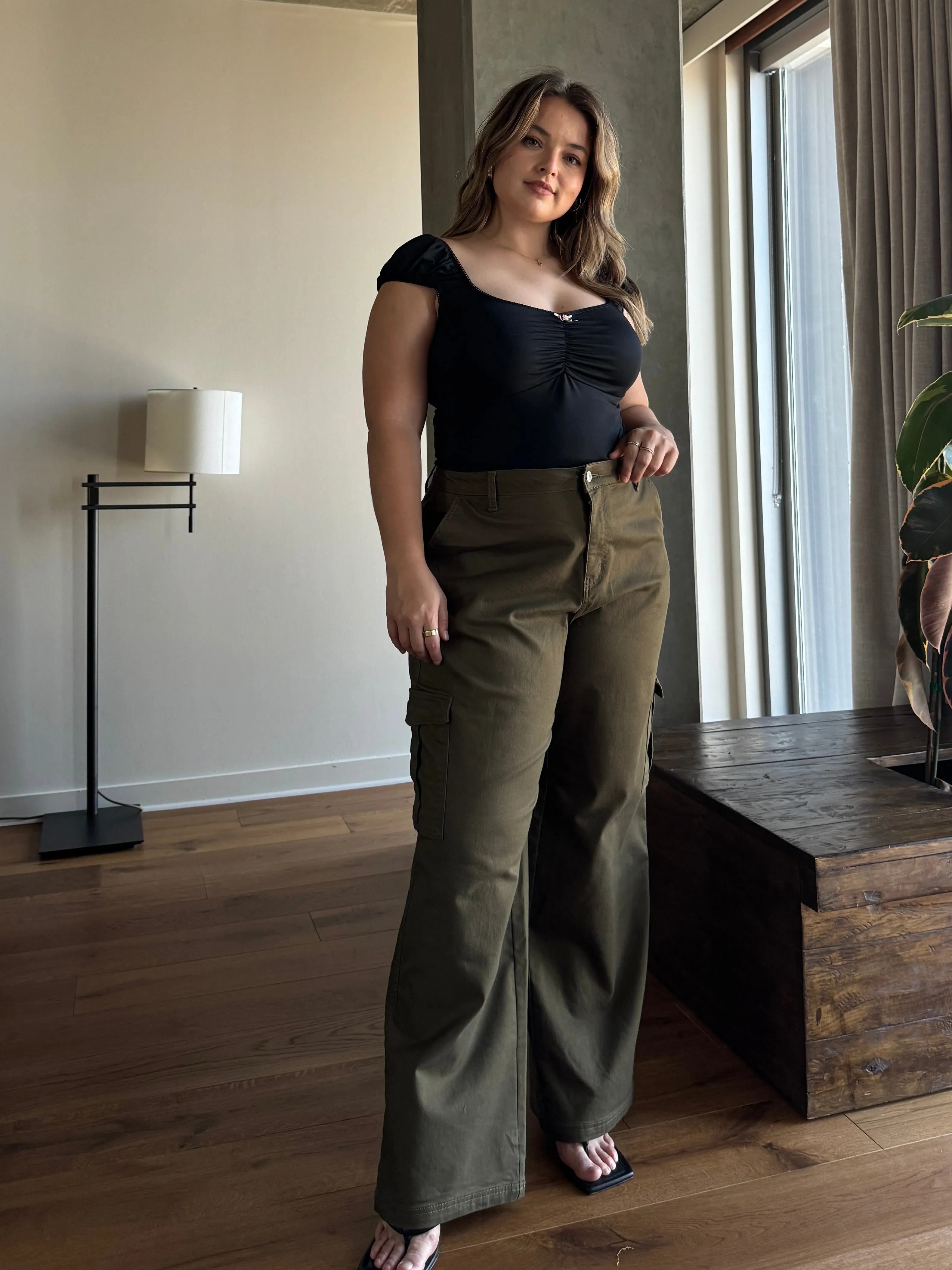 Plus Size Baggy Stretch Cargo Pants