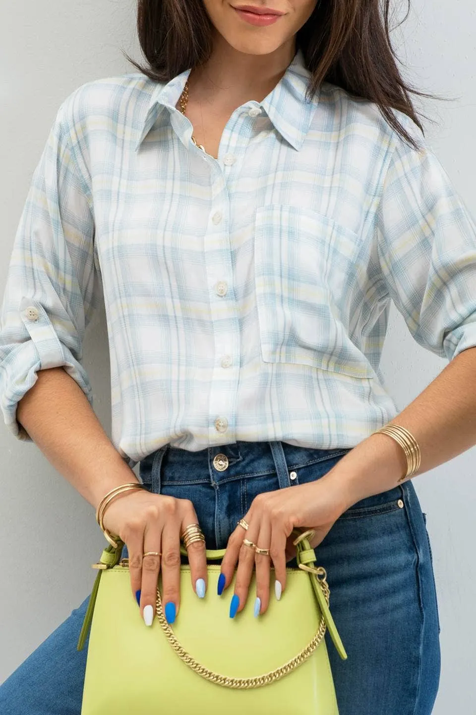 PRETTY PLAID SUMMER BUTTON DOWN