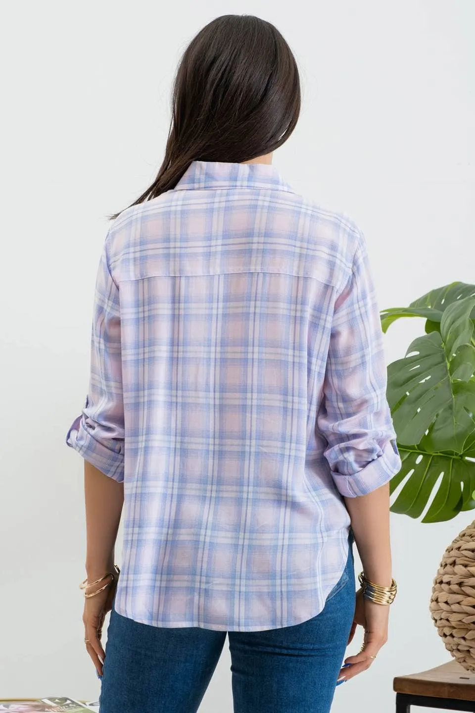 PRETTY PLAID SUMMER BUTTON DOWN