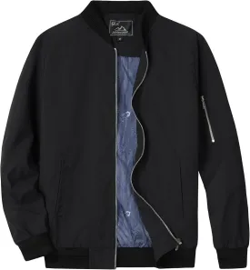 QLZ Men's Bomber Jackets Varsity Flight Jacket For Men Casual Lightweight Windbreaker Windproof Track Puffer Coat