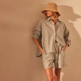 Relaxed Striped Button Shirt - Light Blue Stripe