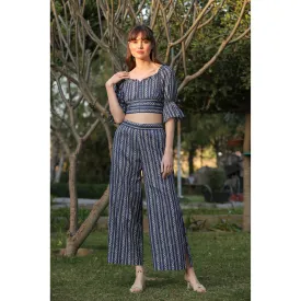 Shibori on Off-shoulder Blue Cotton Co-ord set