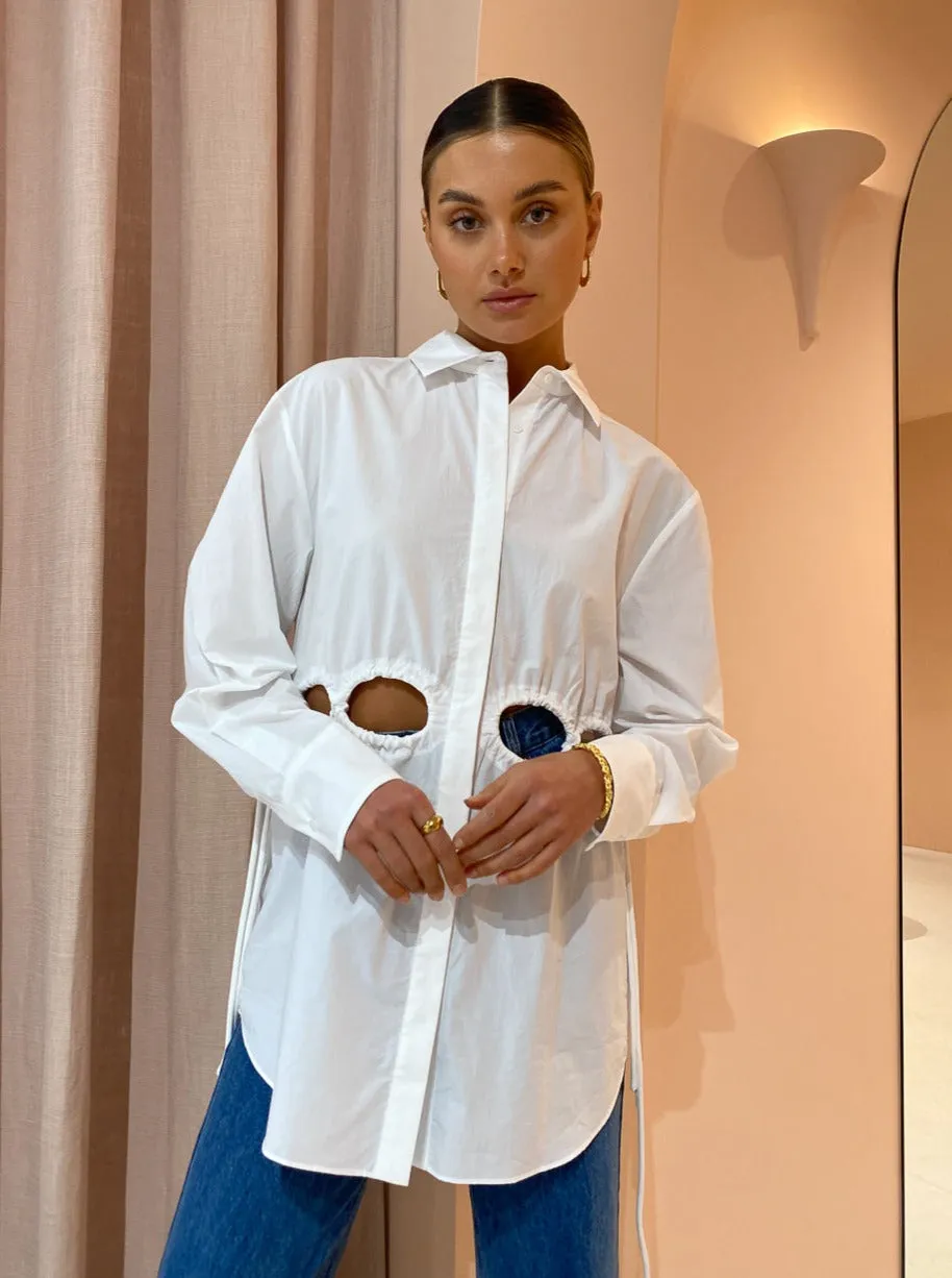 Sir Mason Laced Shirt Dress in White
