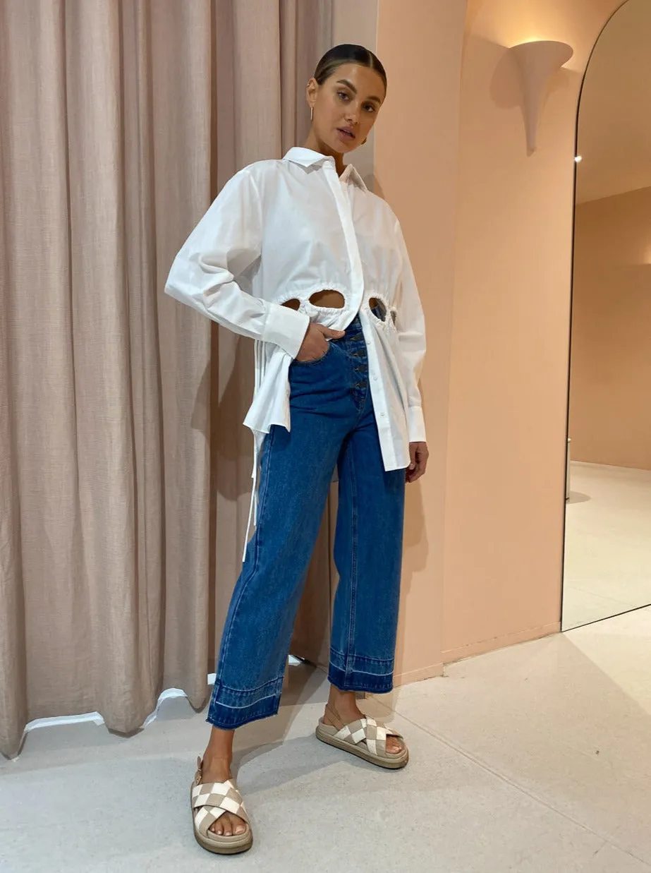 Sir Mason Laced Shirt Dress in White