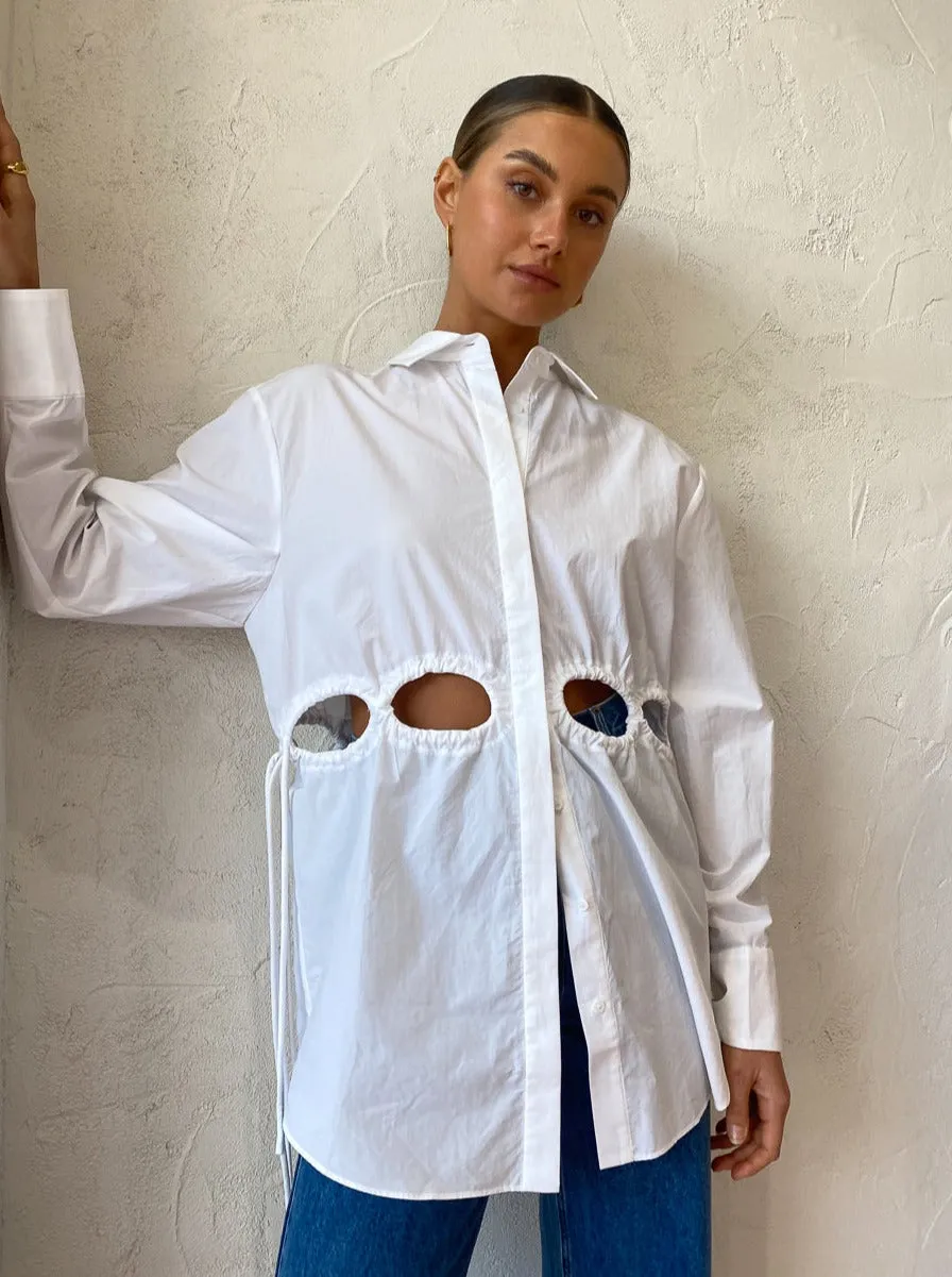 Sir Mason Laced Shirt Dress in White