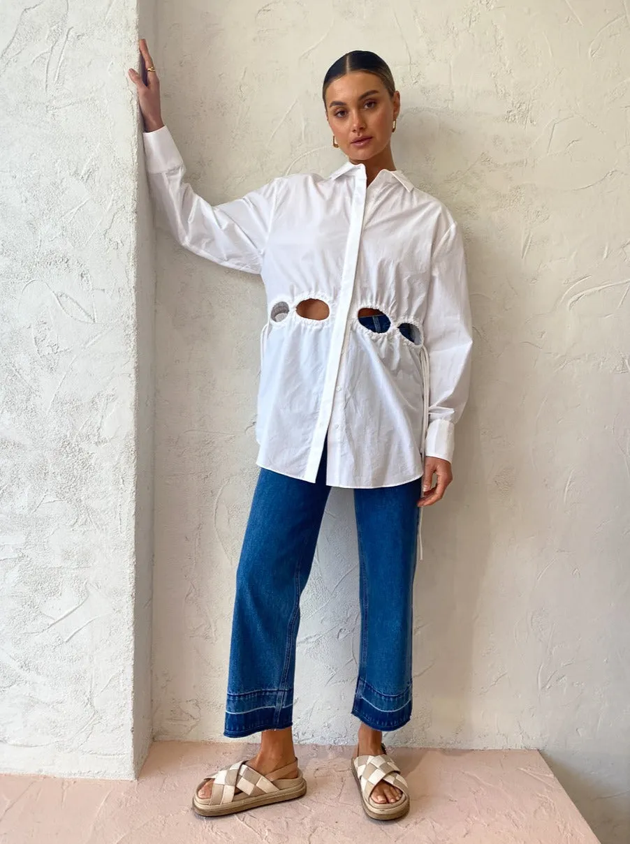 Sir Mason Laced Shirt Dress in White