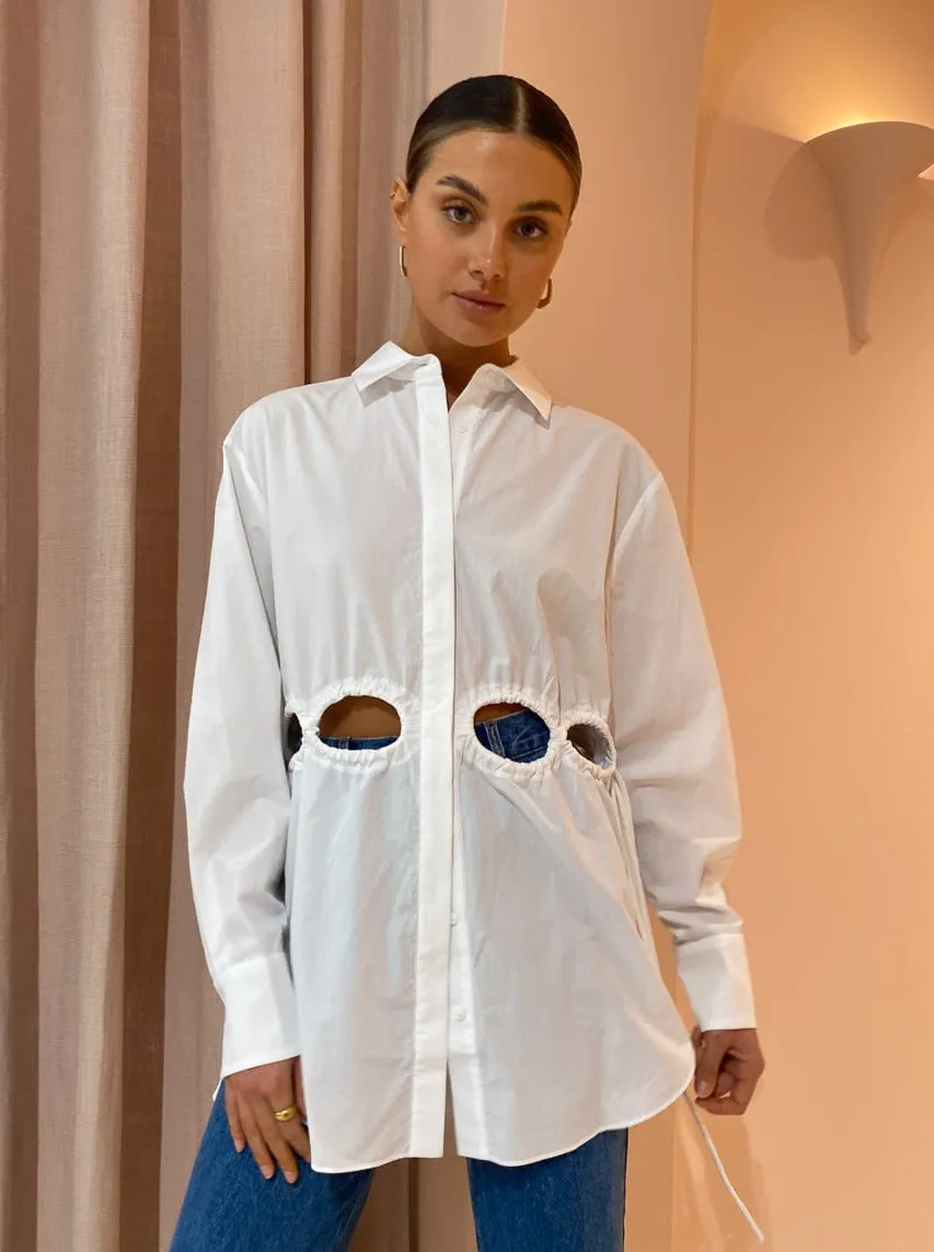 Sir Mason Laced Shirt Dress in White