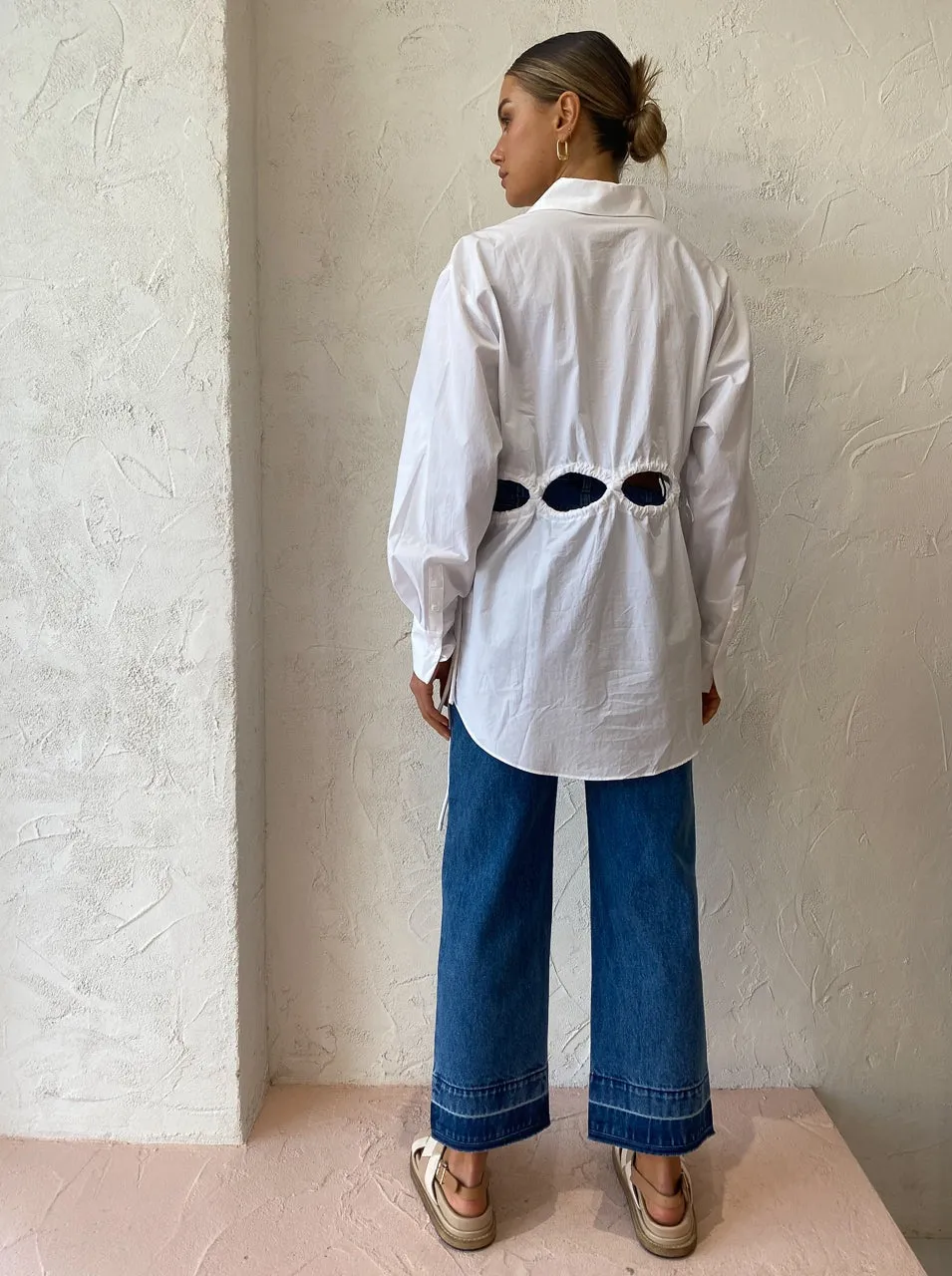 Sir Mason Laced Shirt Dress in White