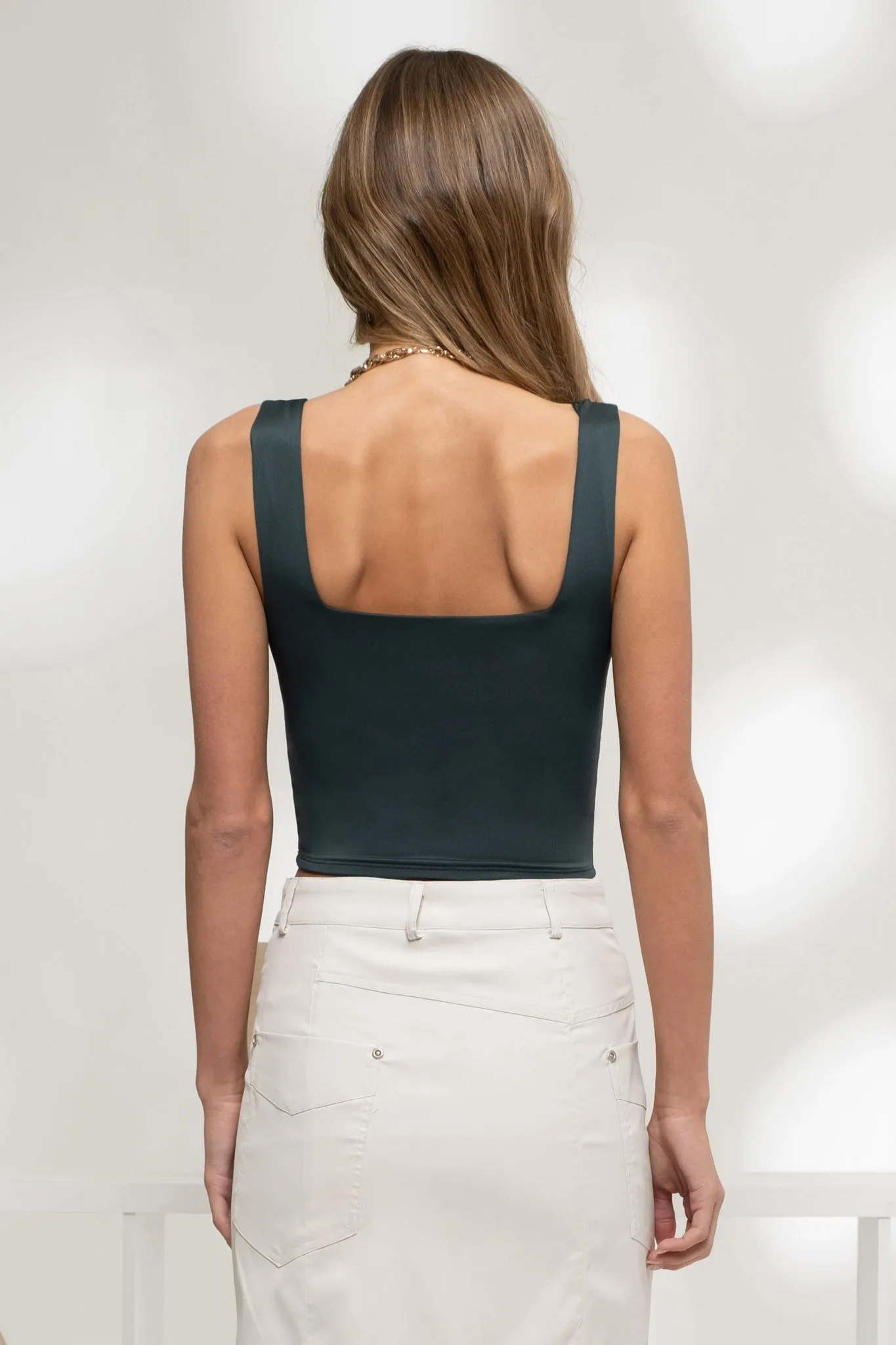 Sleeveless Square Neck Crop Top