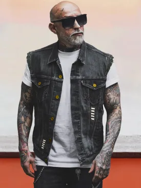 Stylish Raw Trim Denim Vest