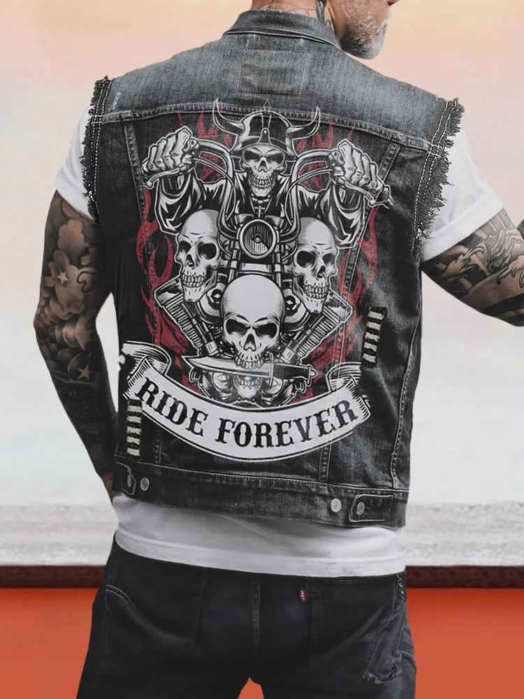 Stylish Raw Trim Denim Vest