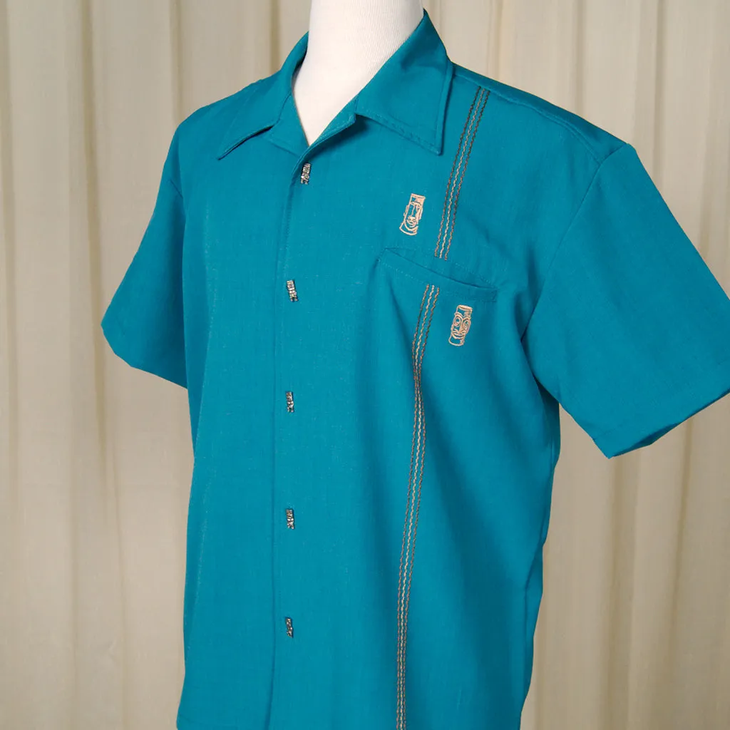 Teal Tiki Retro Stitch Shirt