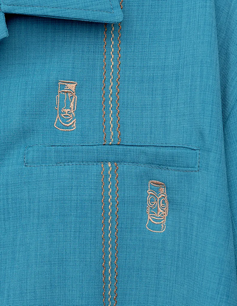 Teal Tiki Retro Stitch Shirt