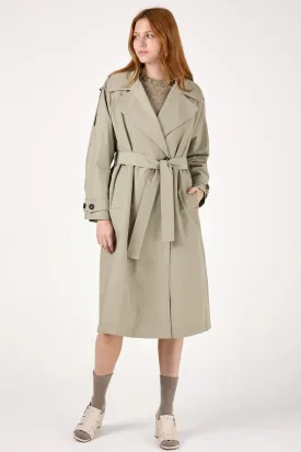 Technical Cotton Faille Trench Coat in Eucalyptus