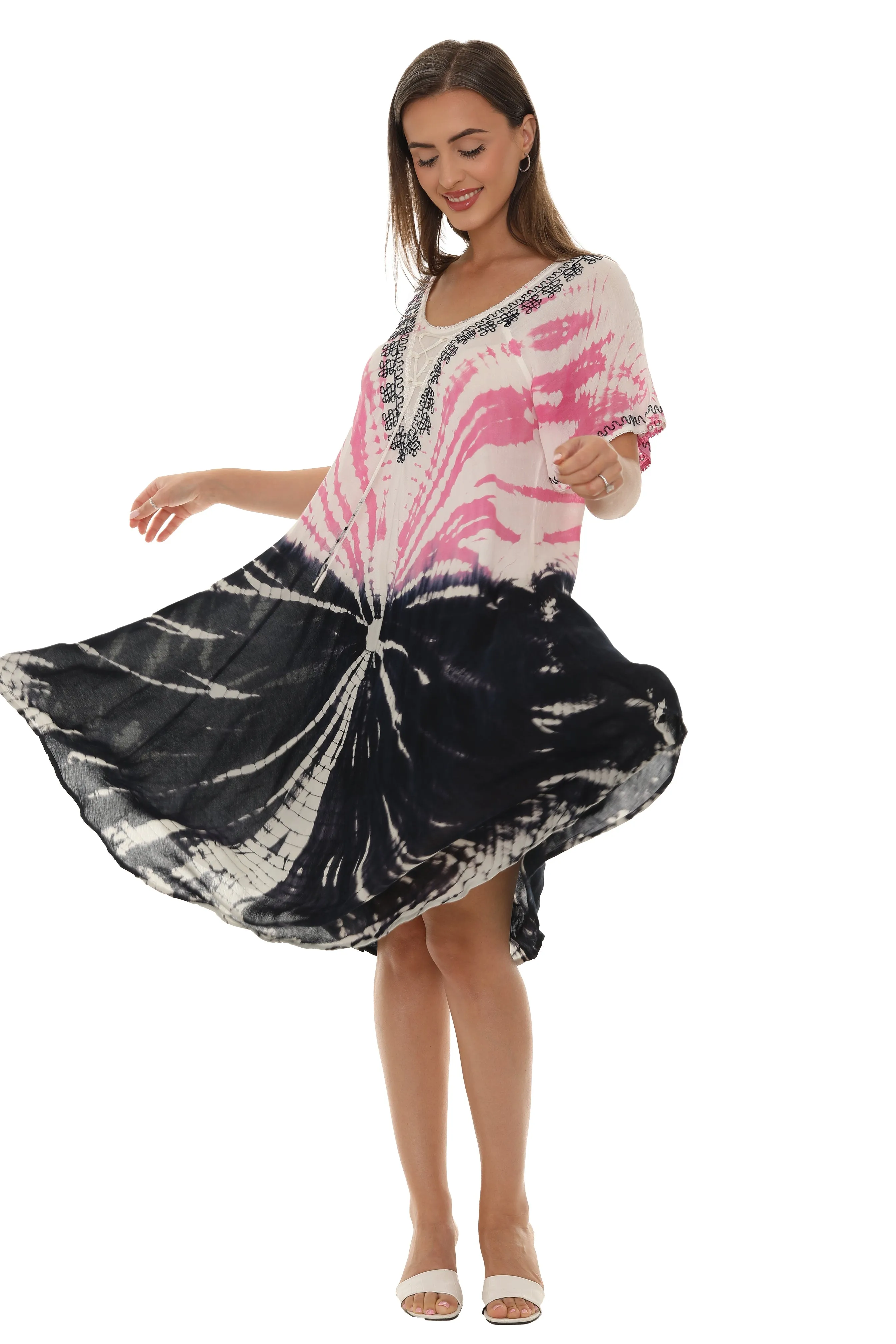 Tie-Dye Short Sleeves Dress