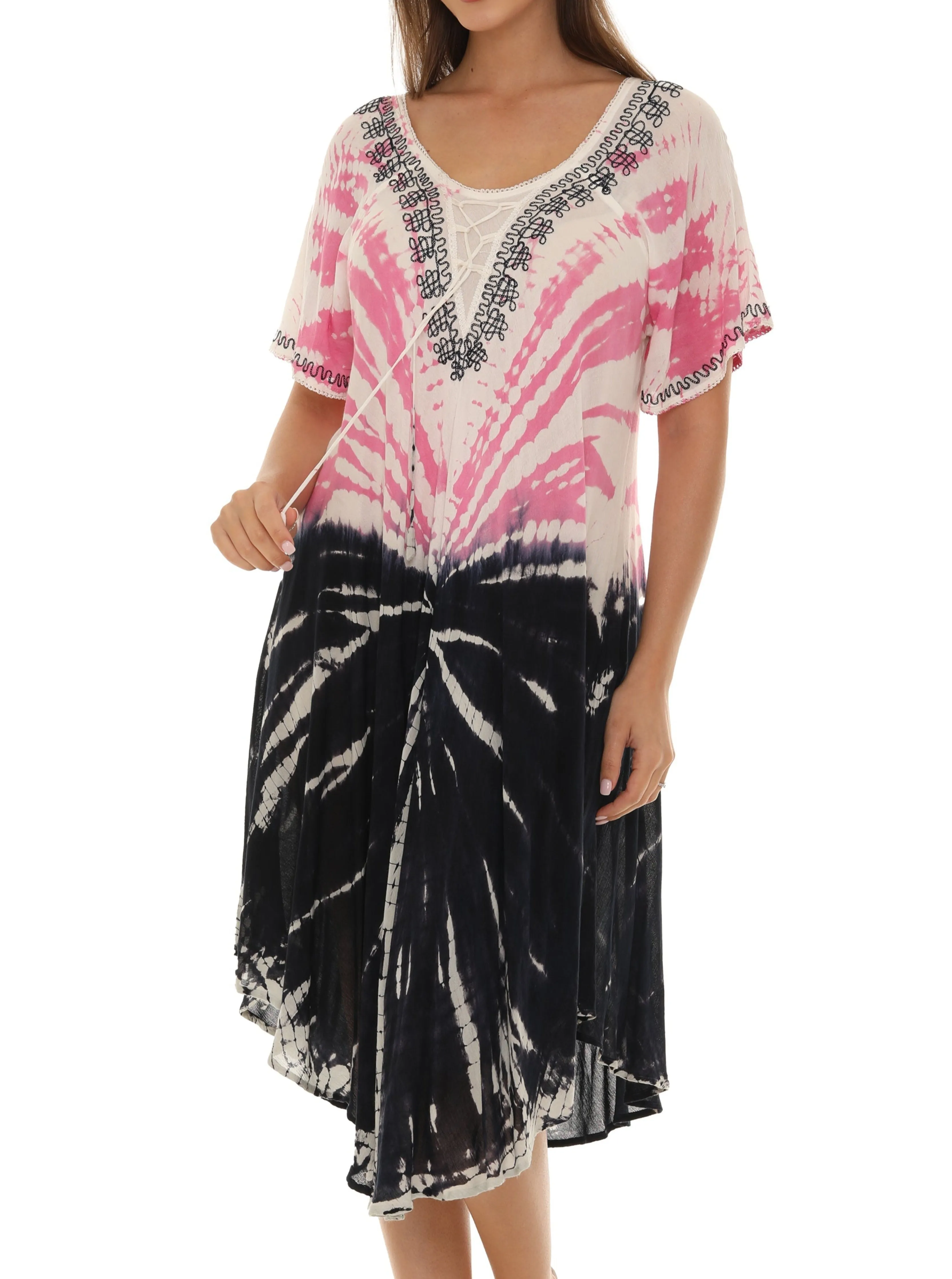 Tie-Dye Short Sleeves Dress