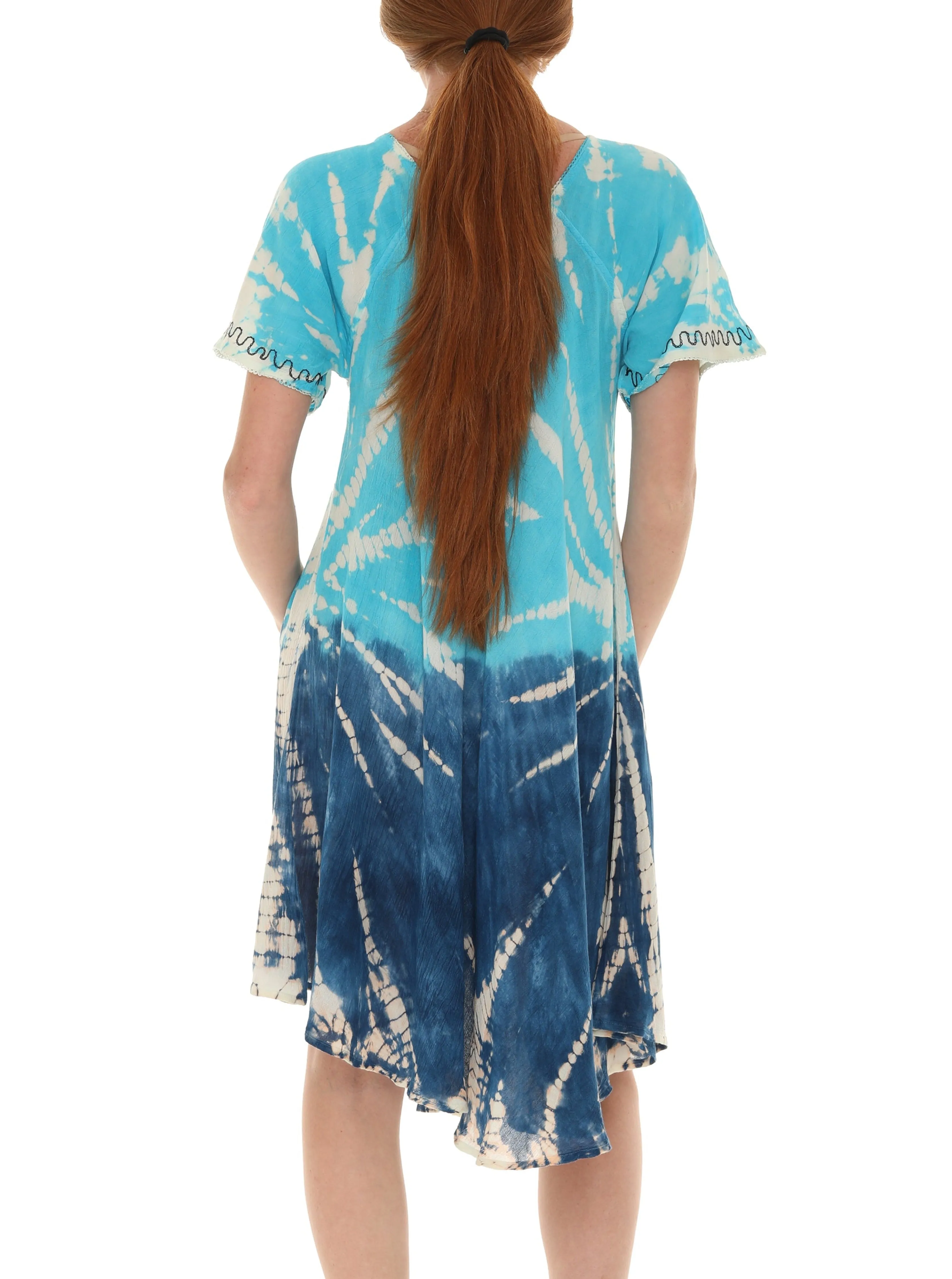 Tie-Dye Short Sleeves Dress