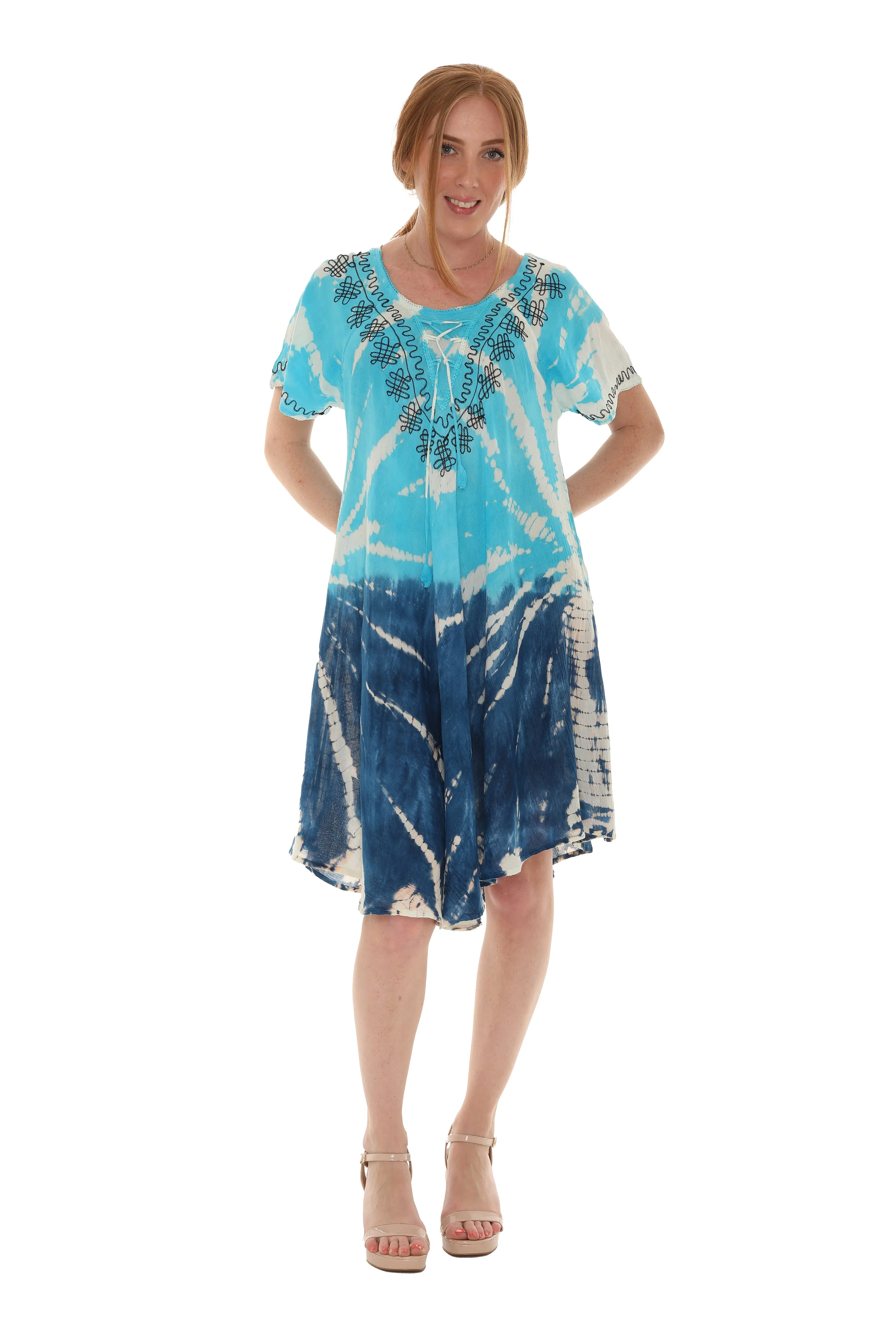 Tie-Dye Short Sleeves Dress