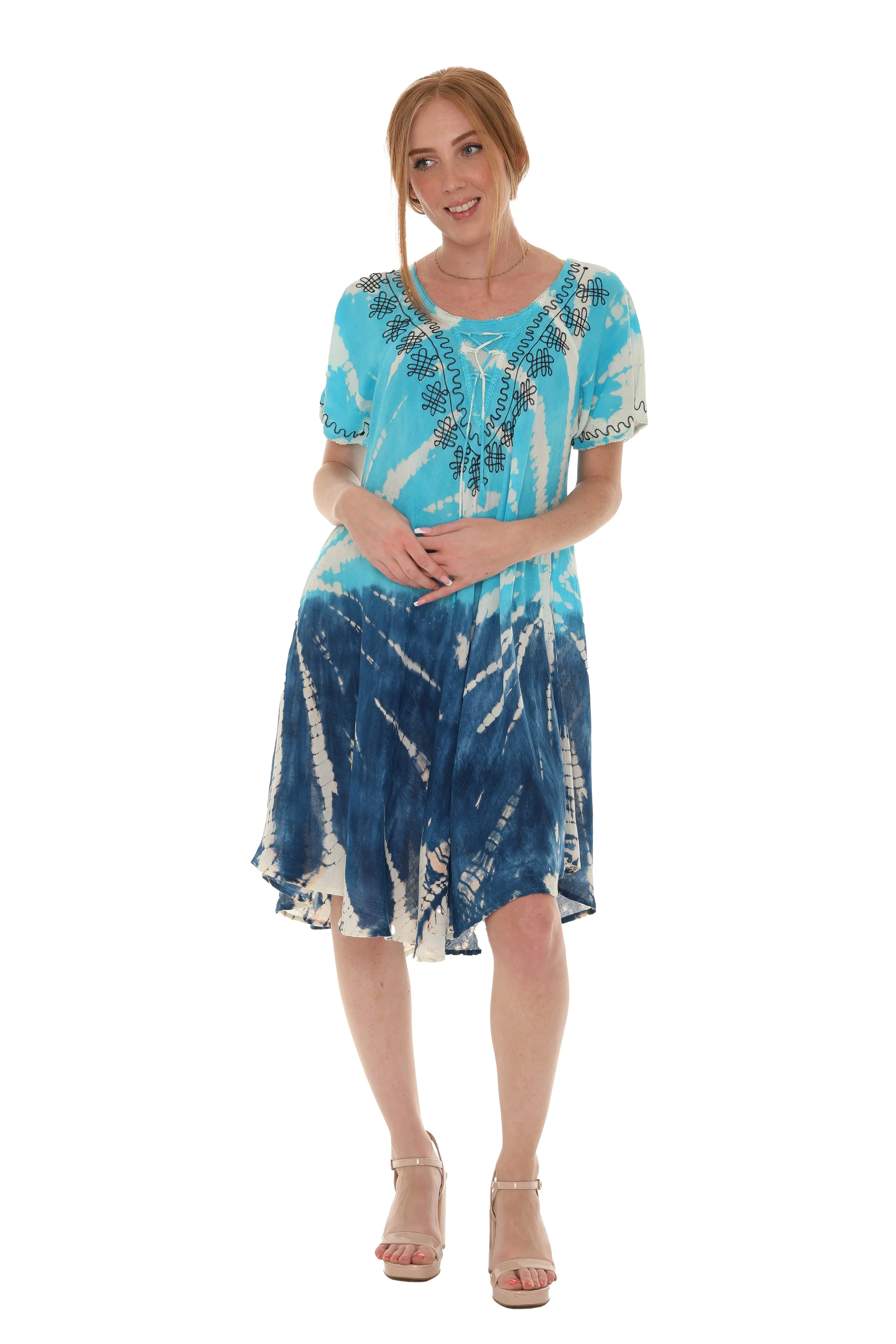 Tie-Dye Short Sleeves Dress