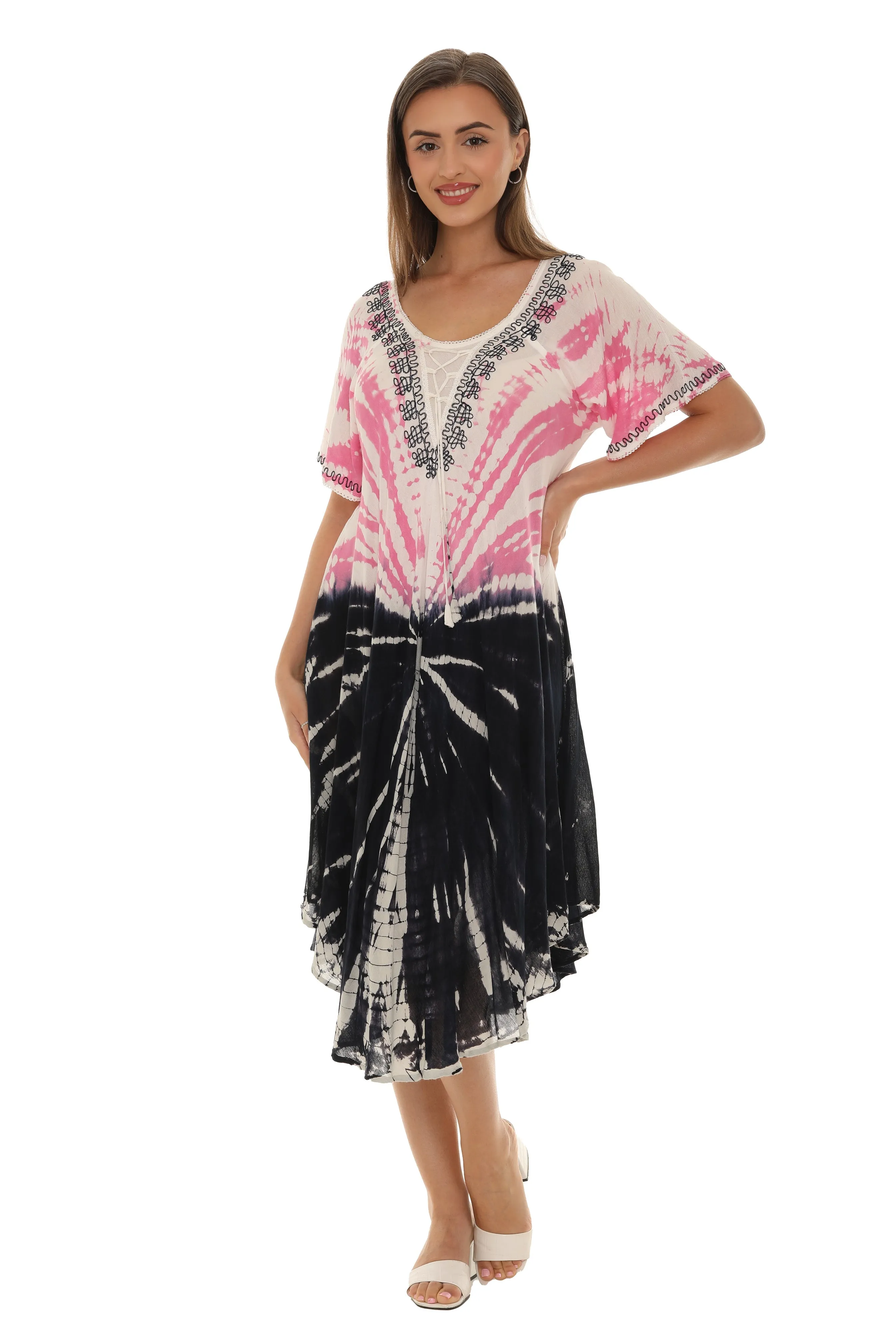 Tie-Dye Short Sleeves Dress