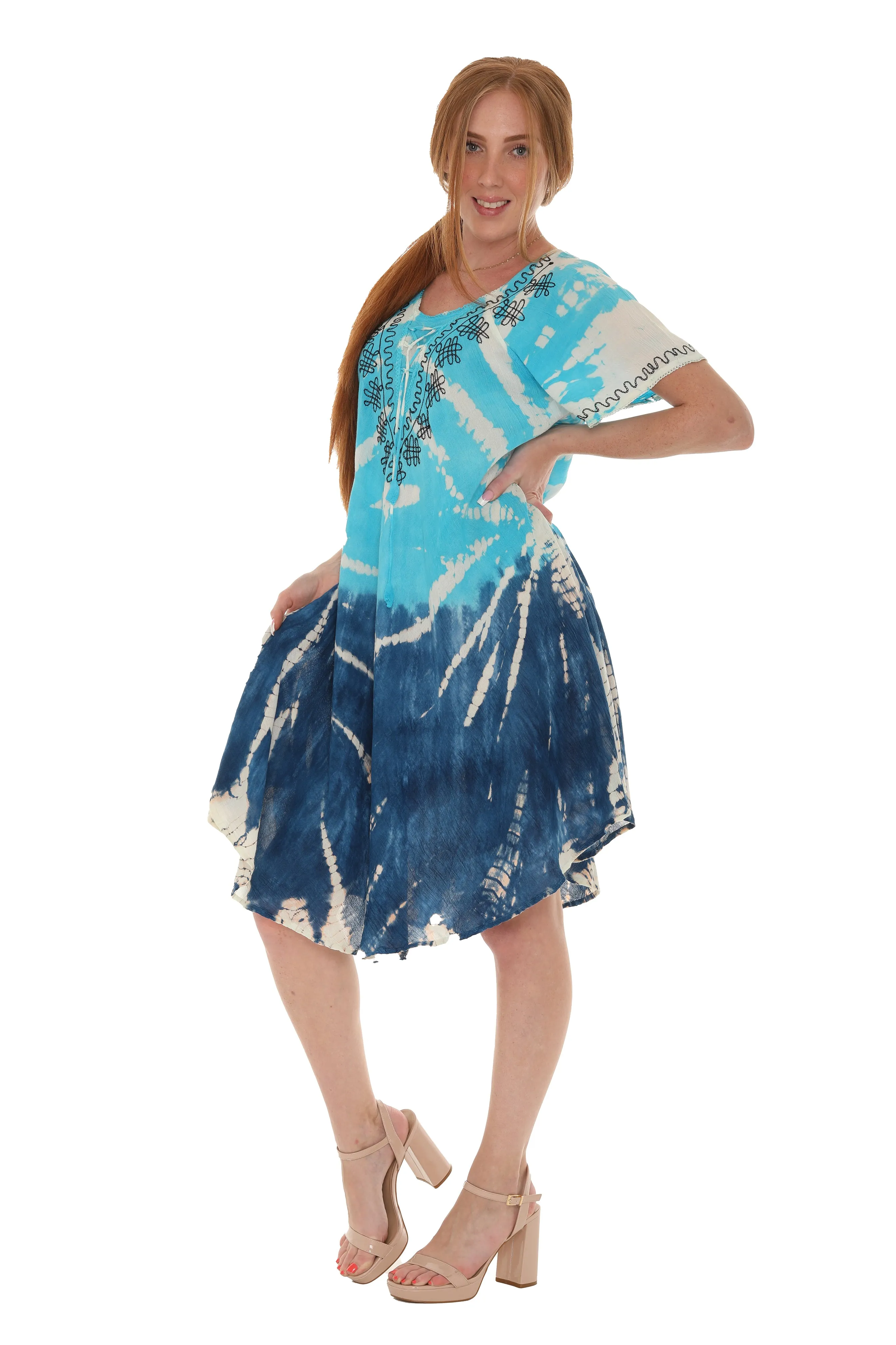 Tie-Dye Short Sleeves Dress