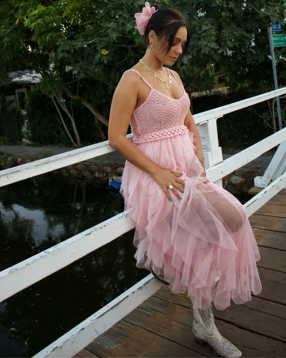 Tulle Temptation Crochet Midi Dress