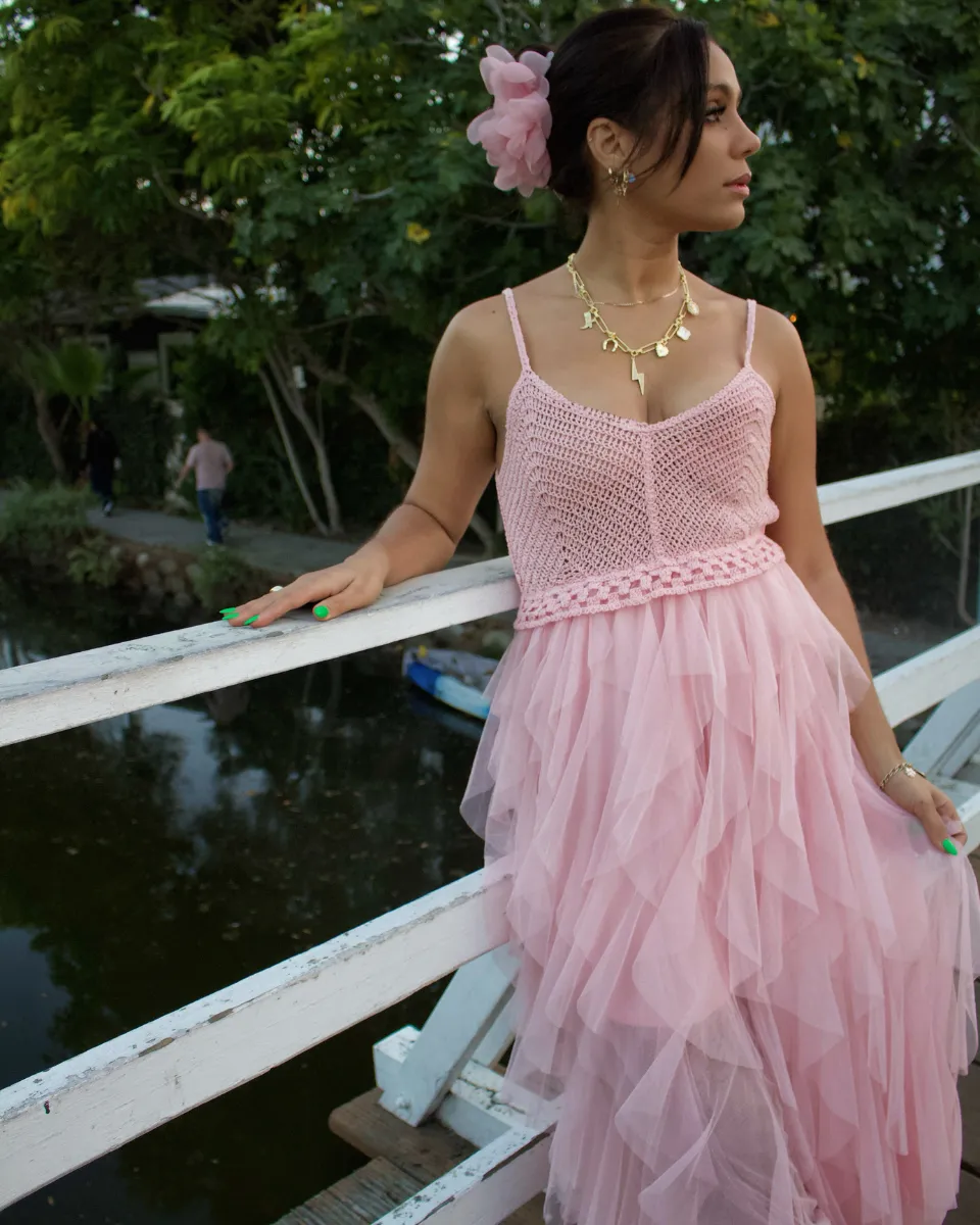 Tulle Temptation Crochet Midi Dress