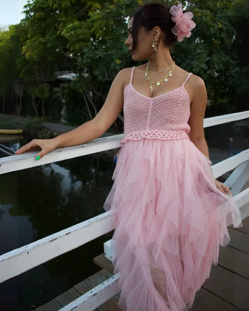 Tulle Temptation Crochet Midi Dress