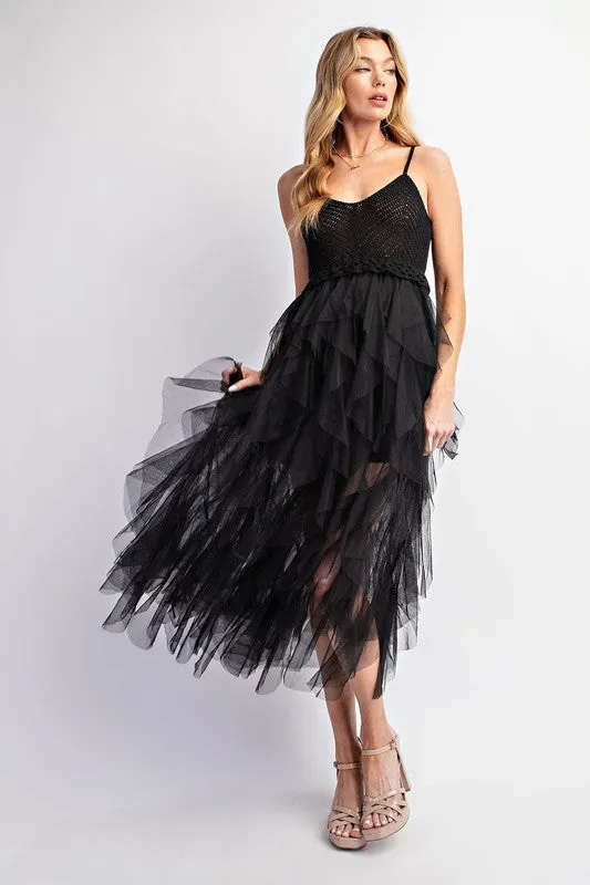 Tulle Temptation Crochet Midi Dress
