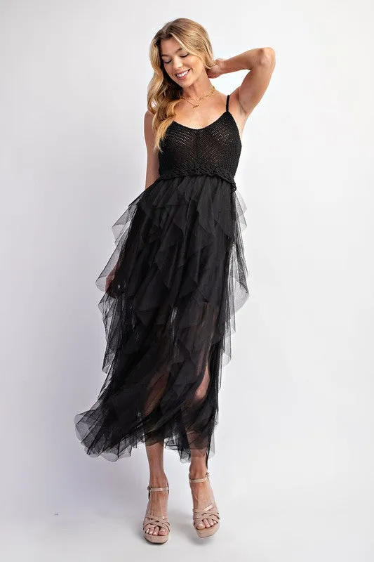 Tulle Temptation Crochet Midi Dress