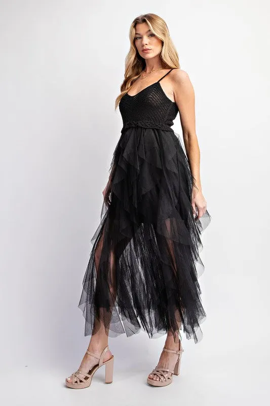 Tulle Temptation Crochet Midi Dress