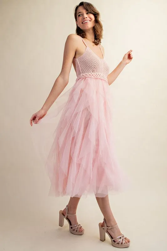 Tulle Temptation Crochet Midi Dress