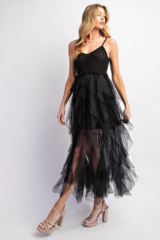 Tulle Temptation Crochet Midi Dress