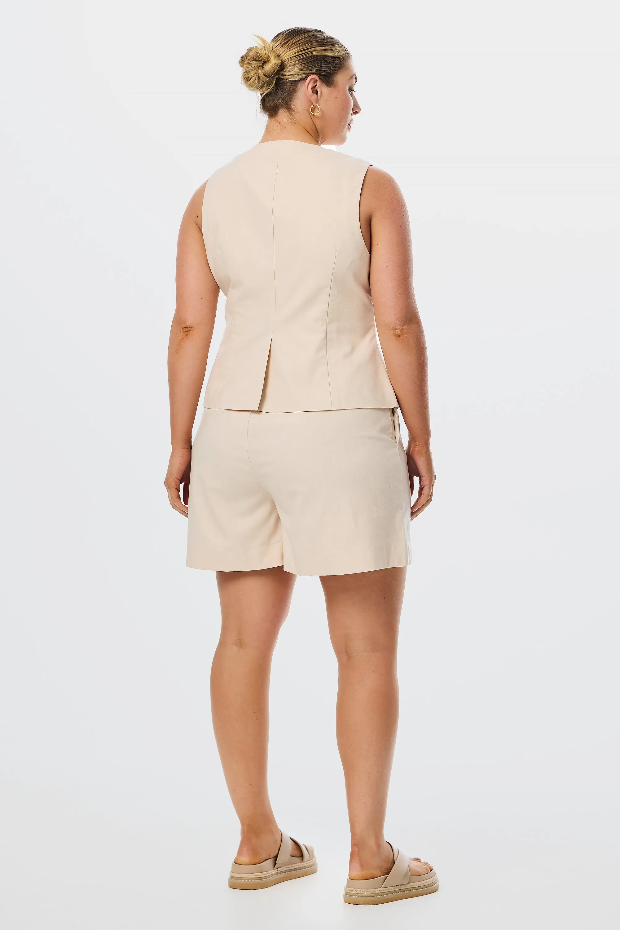 V Neck Vest - Ecru