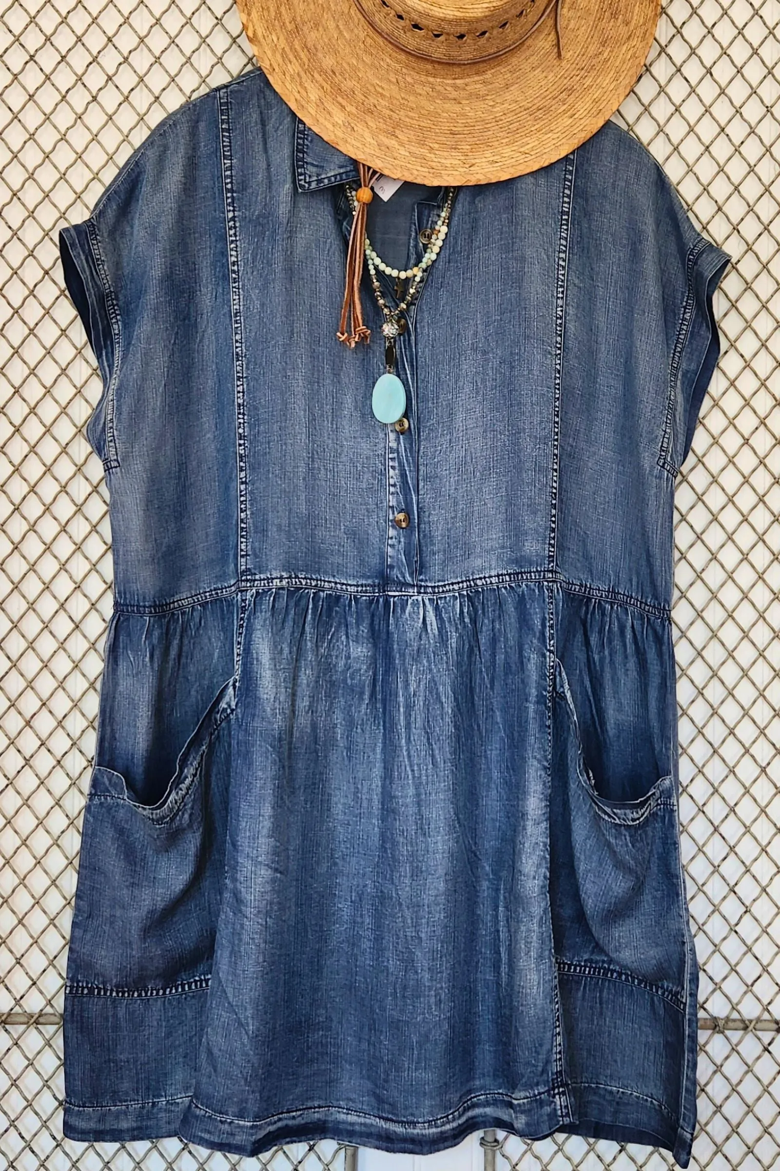 Washed Chambray Mini Dress